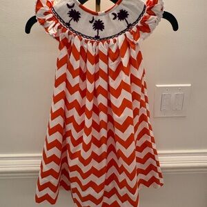 Orange and White Chevron Smock Dress